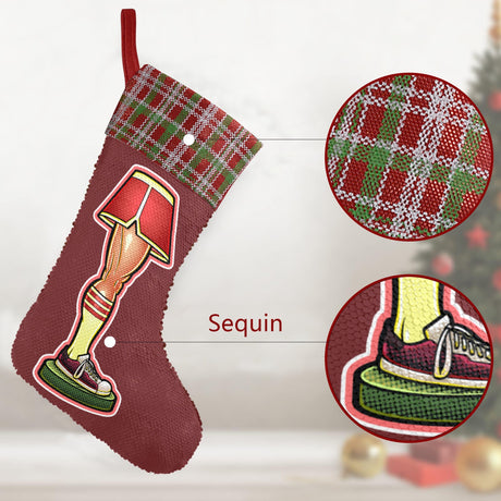 A Christmas Lamp (Sequin Christmas Stocking)-Christmas Stockings-Swish Embassy