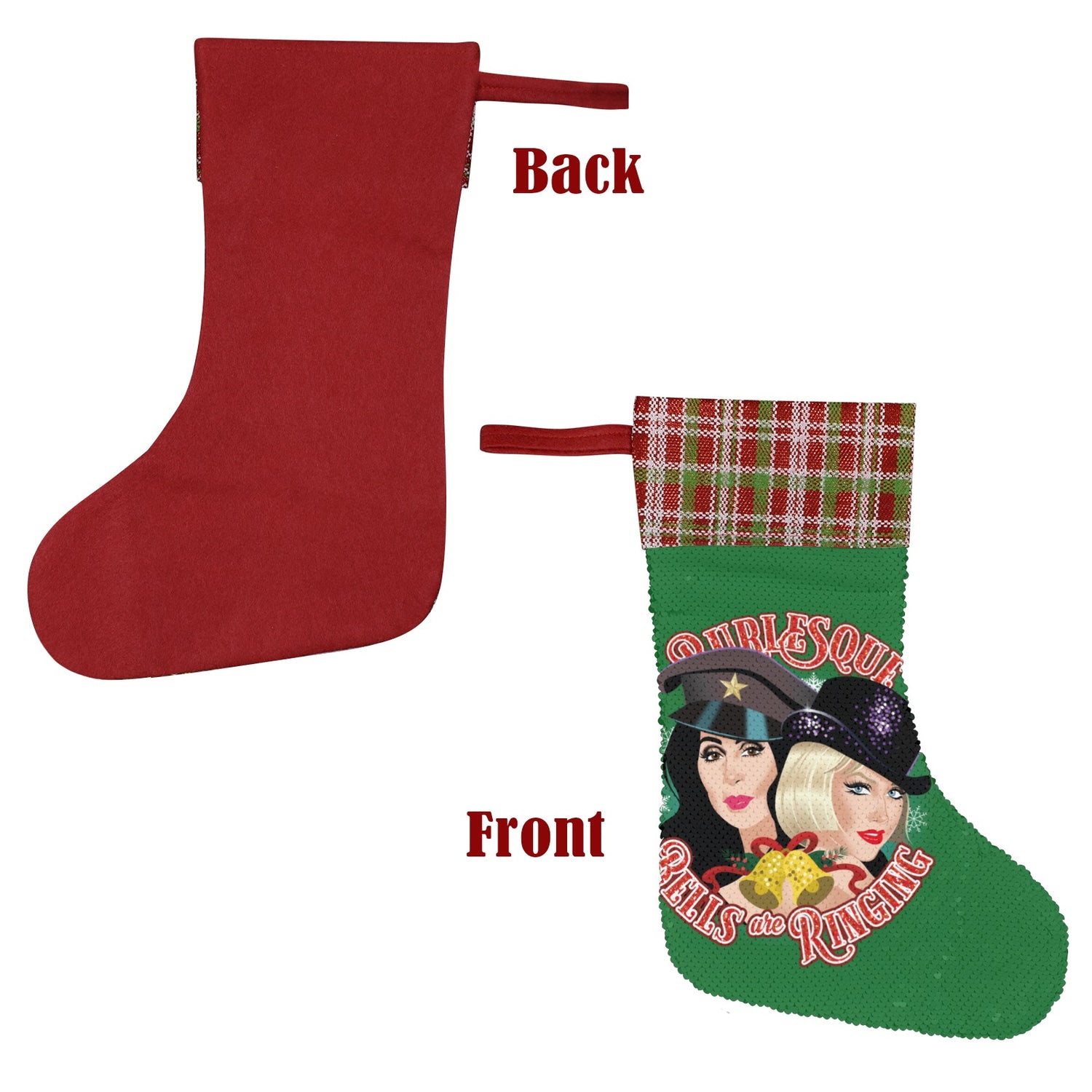 Bells are Ringing (Sequin Christmas Stocking)-Christmas Stockings-Swish Embassy