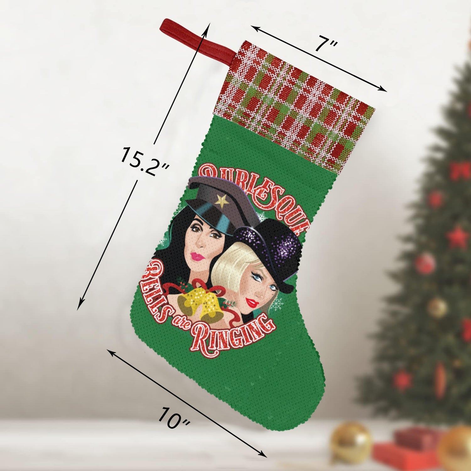 Bells are Ringing (Sequin Christmas Stocking)-Christmas Stockings-Swish Embassy