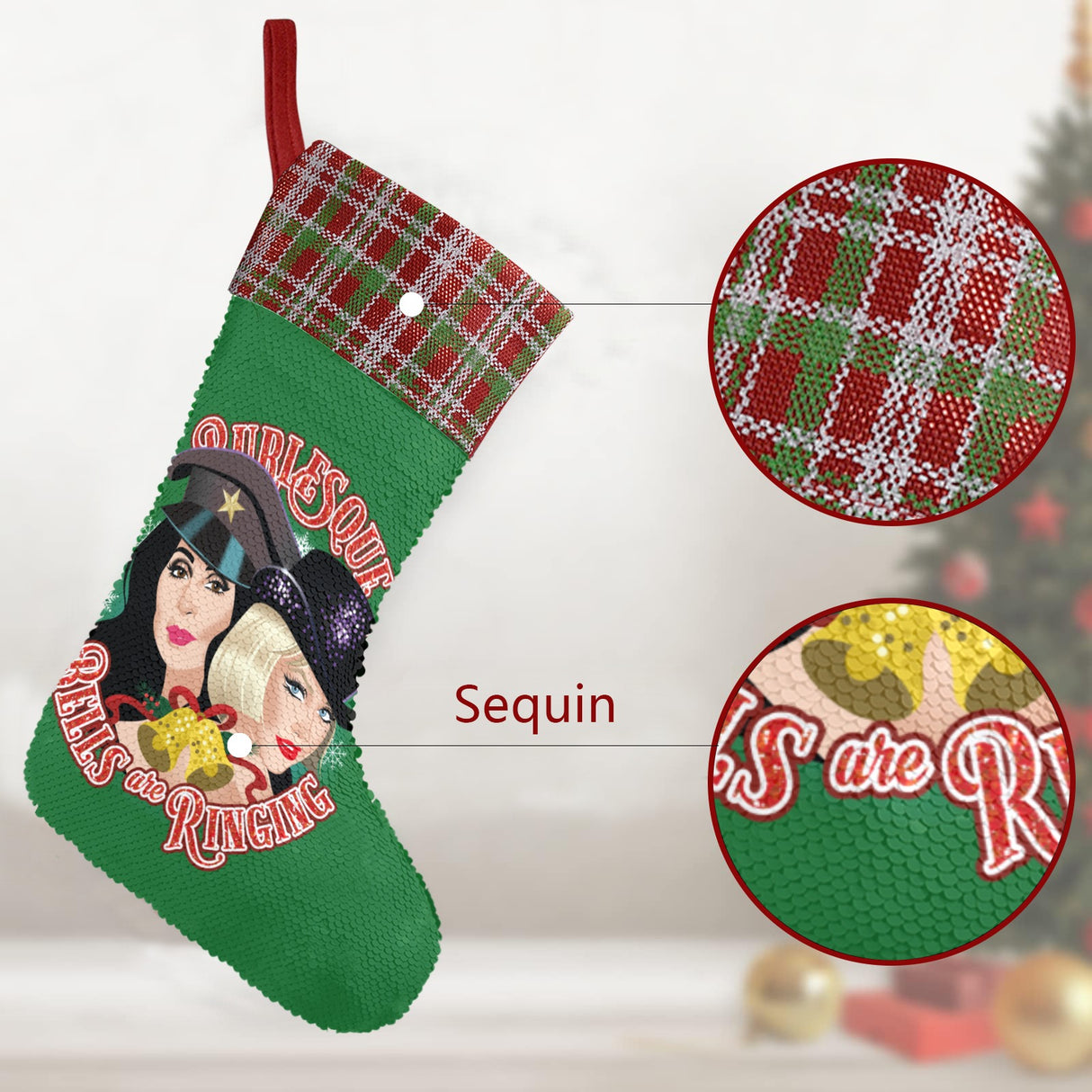 Bells are Ringing (Sequin Christmas Stocking)-Christmas Stockings-Swish Embassy