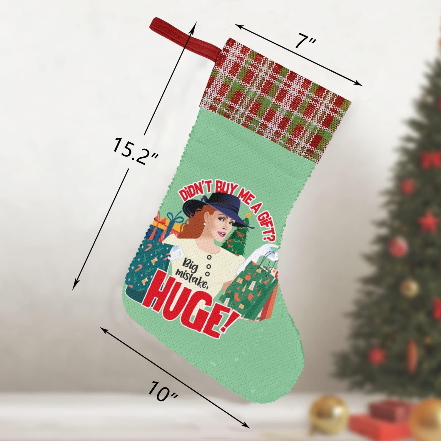 Big Mistake Xmas (Sequin Christmas Stocking)-Christmas Stockings-Swish Embassy