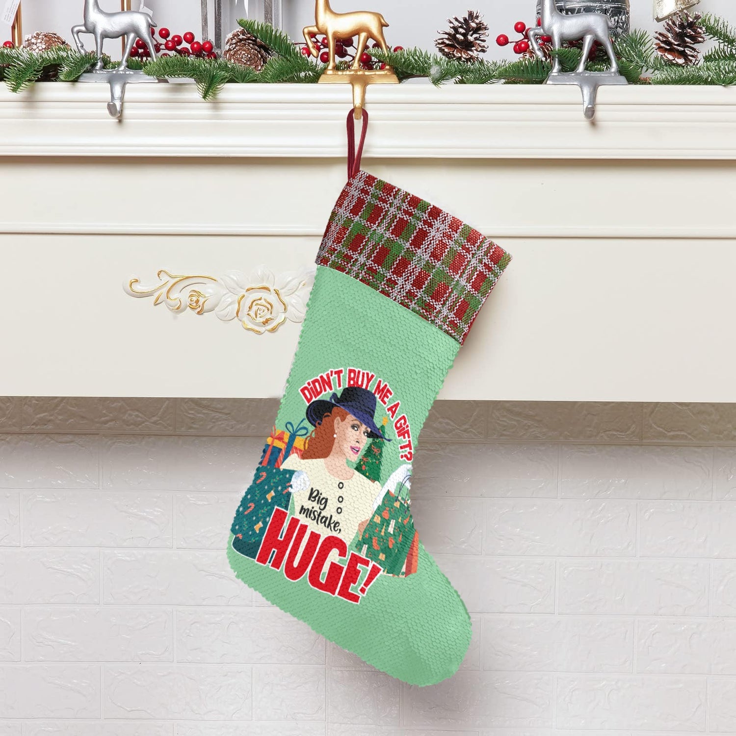 Big Mistake Xmas (Sequin Christmas Stocking)-Christmas Stockings-Swish Embassy