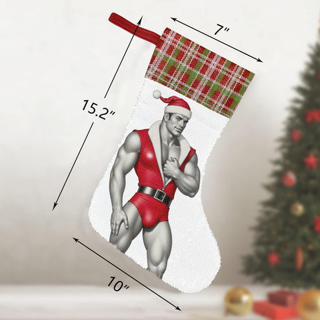 Big Present (Sequin Christmas Stocking)-Christmas Stockings-Swish Embassy