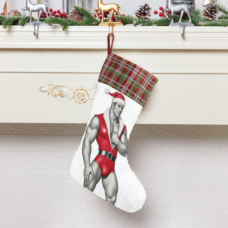 Big Present (Sequin Christmas Stocking)-Christmas Stockings-Swish Embassy