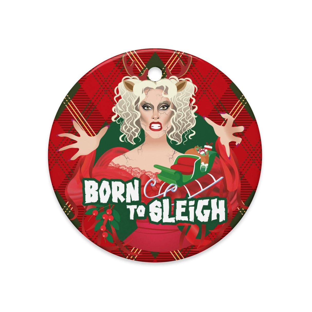 Born to Sleigh (Ceramic ornament)-Swish Embassy