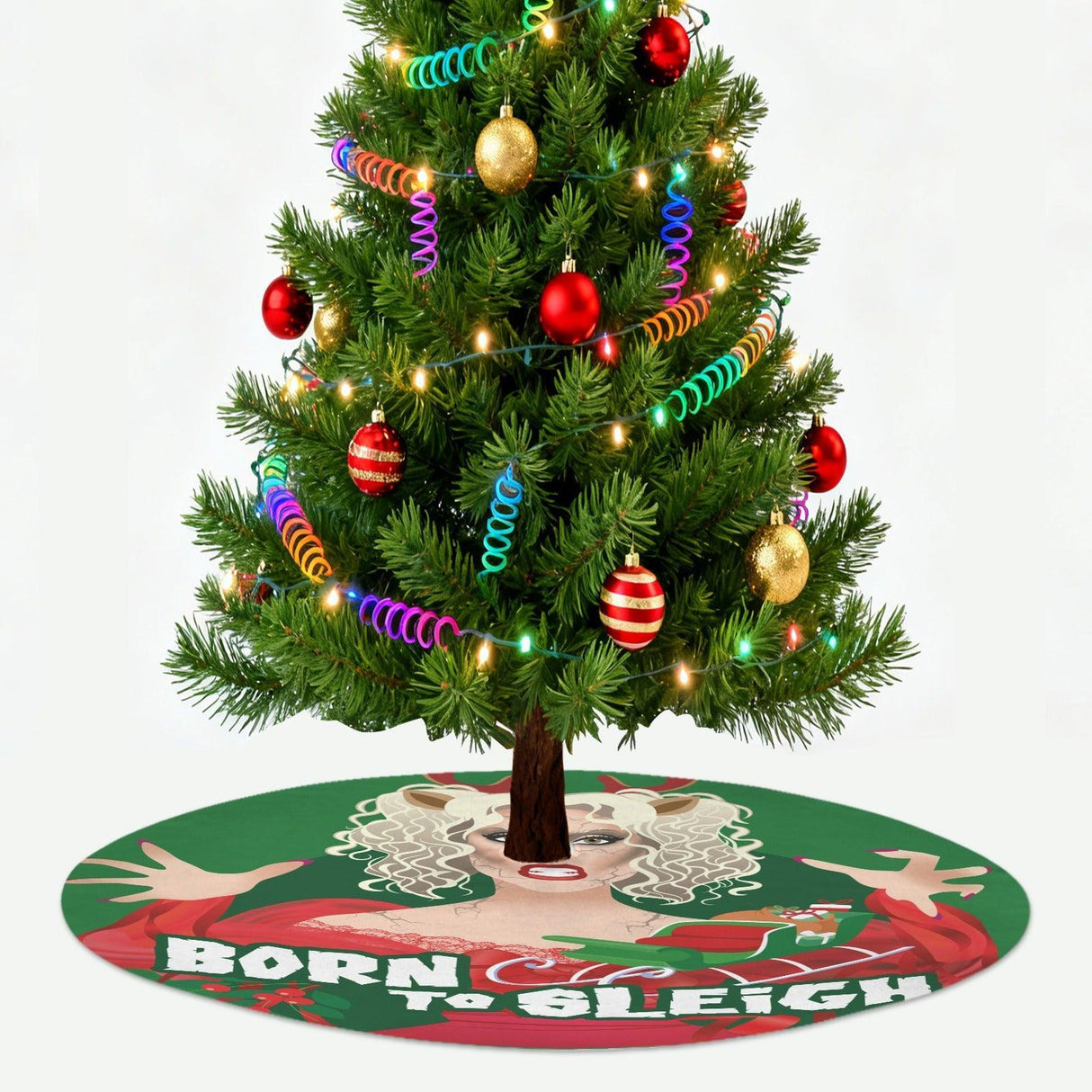 Born to Sleigh (Tree Skirt)-Tree Skirts-Swish Embassy