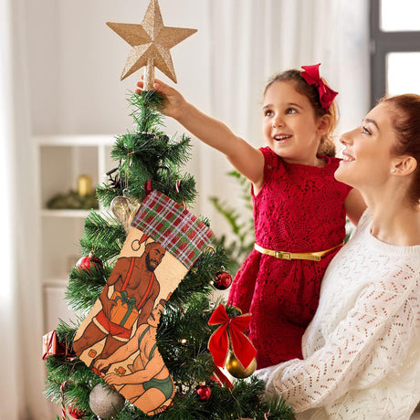 Checking the List (Sequin Christmas Stocking)-Christmas Stockings-Swish Embassy