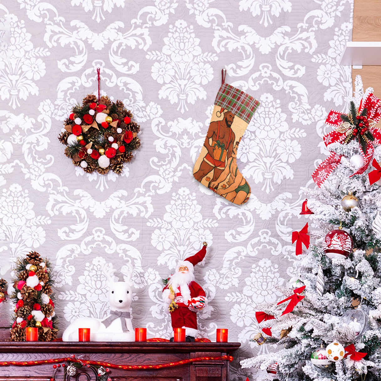 Checking the List (Sequin Christmas Stocking)-Christmas Stockings-Swish Embassy