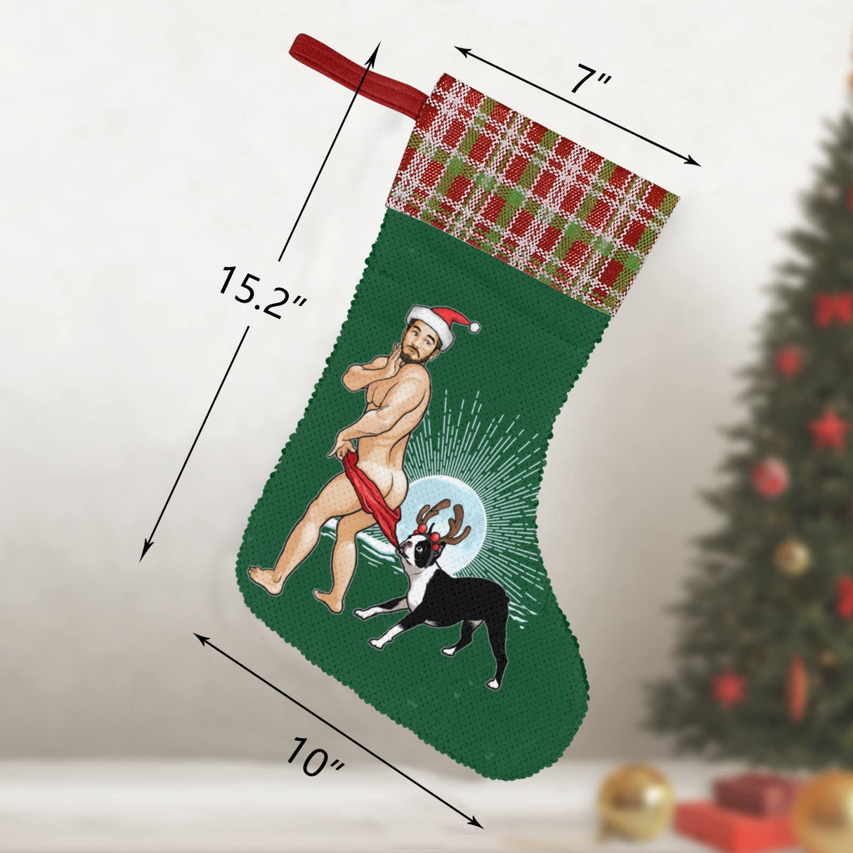 Copper Elf (Sequin Christmas Stocking)-Christmas Stockings-Swish Embassy