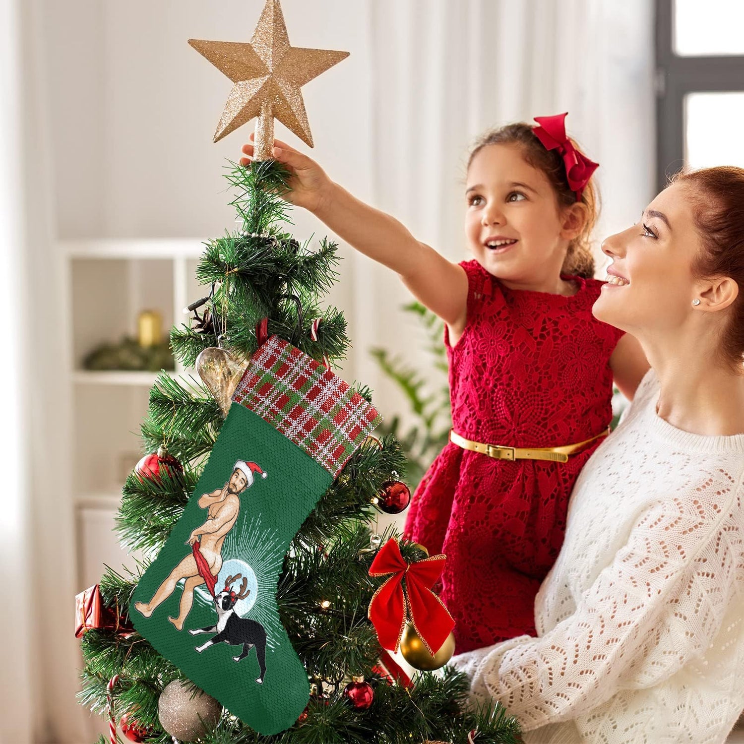 Copper Elf (Sequin Christmas Stocking)-Christmas Stockings-Swish Embassy