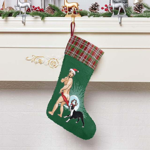 Copper Elf (Sequin Christmas Stocking)-Christmas Stockings-Swish Embassy