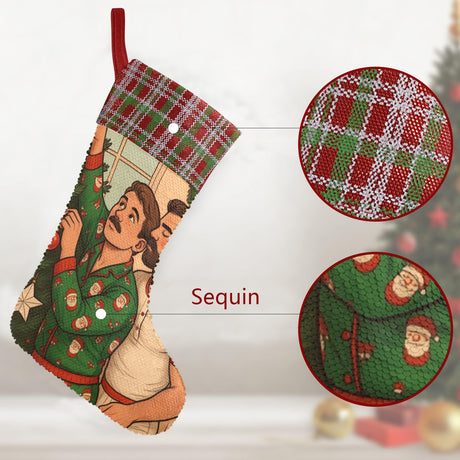 Cozy Vibes (Sequin Christmas Stocking)-Christmas Stockings-Swish Embassy