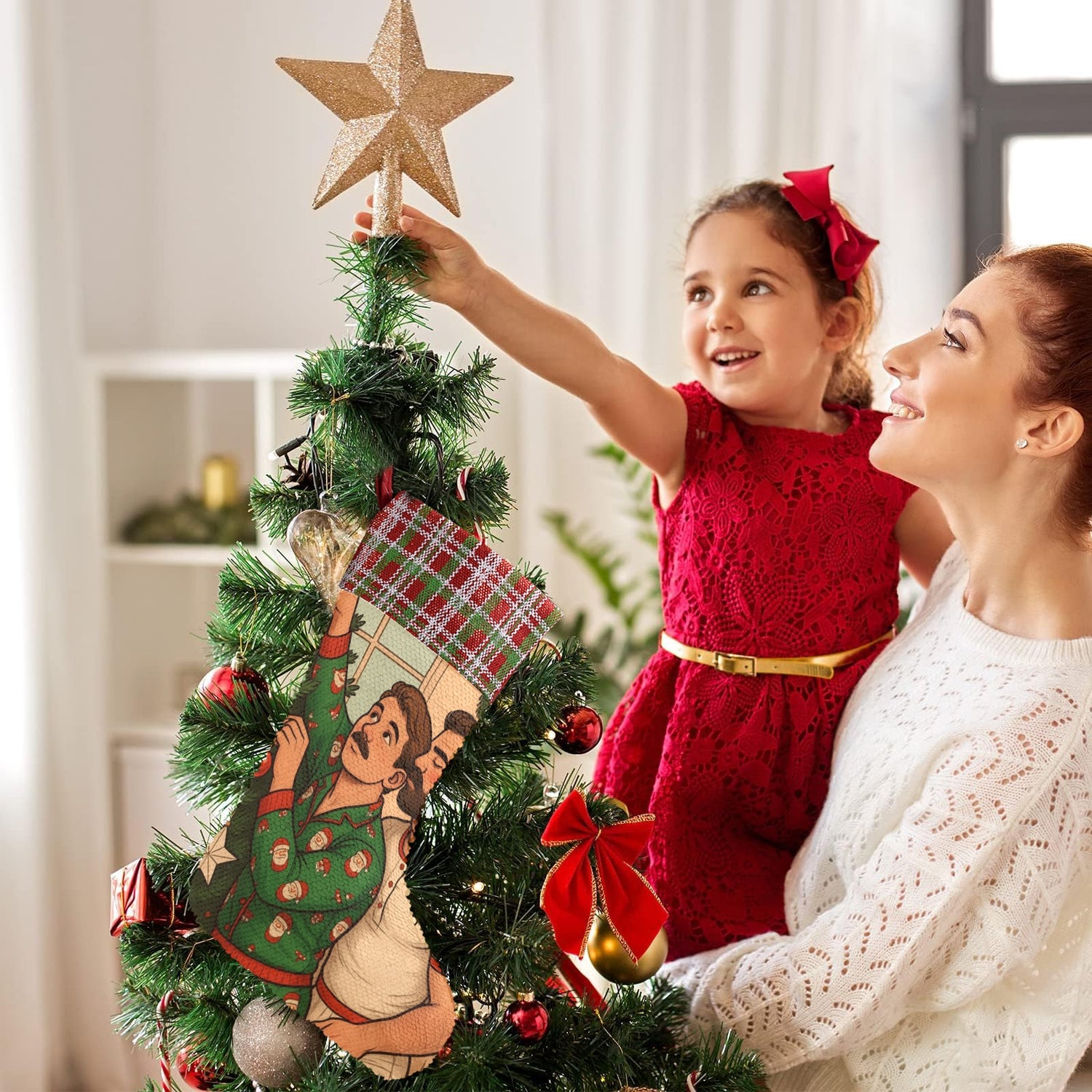 Cozy Vibes (Sequin Christmas Stocking)-Christmas Stockings-Swish Embassy