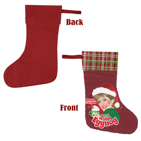 Damn Eggnog (Sequin Christmas Stocking)-Christmas Stockings-Swish Embassy
