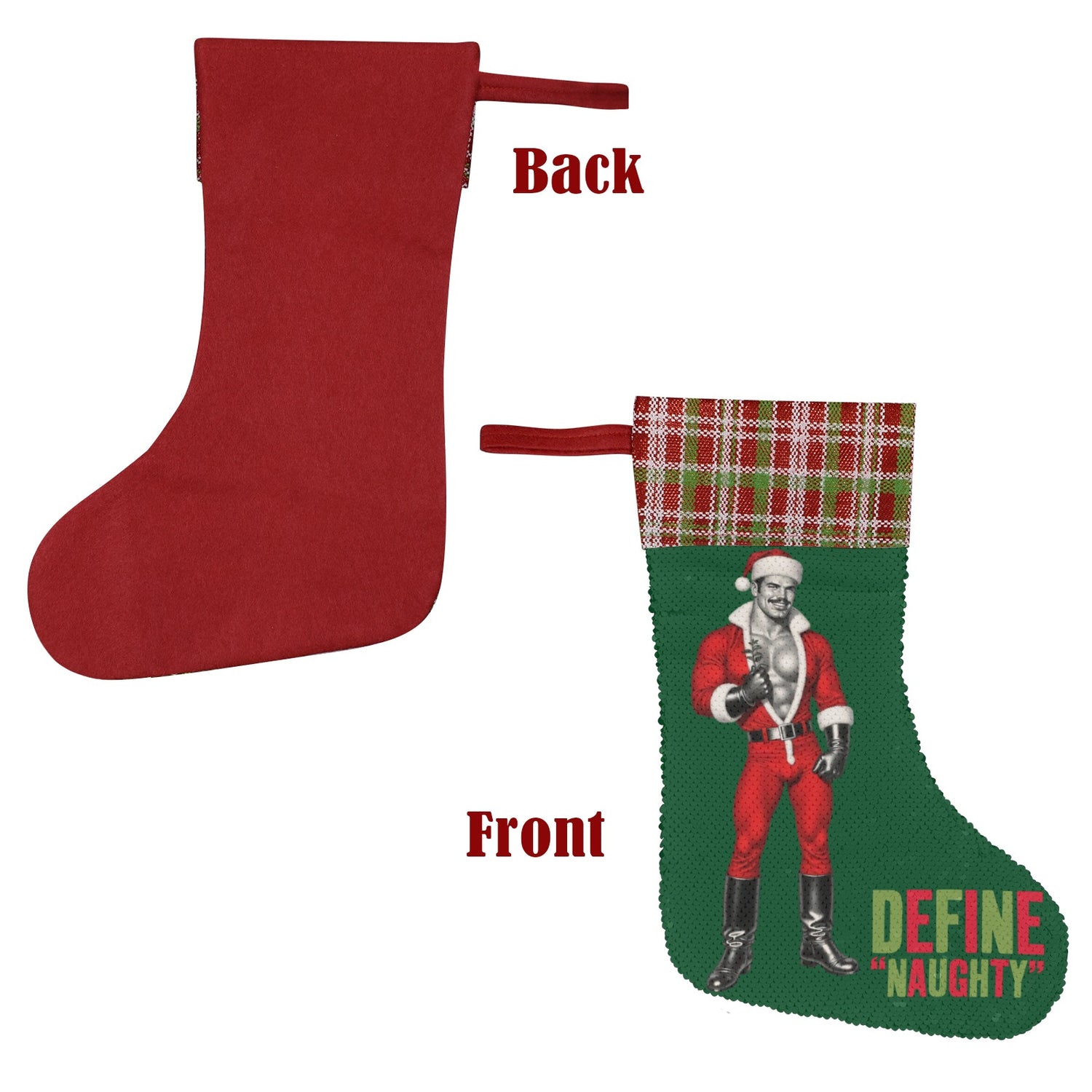 Define Naughty (Sequin Christmas Stocking)-Christmas Stockings-Swish Embassy