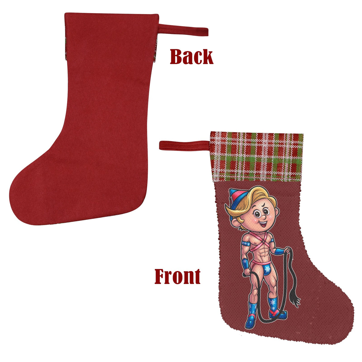 Dom Top Elf (Sequin Christmas Stocking)-Christmas Stockings-Swish Embassy