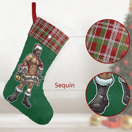 Feliz Navidaddy (Sequin Christmas Stocking)-Christmas Stockings-Swish Embassy