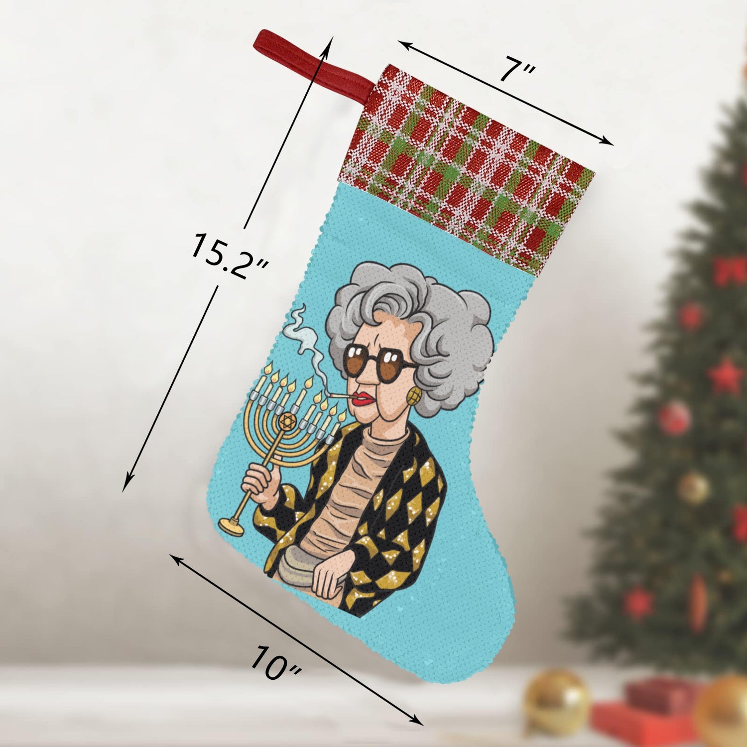 Festival of Lights (Sequin Christmas Stocking)-Christmas Stockings-Swish Embassy