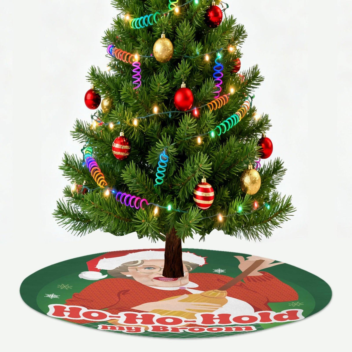 Ho Ho Hold My Broom (Tree Skirt)-Tree Skirts-Swish Embassy