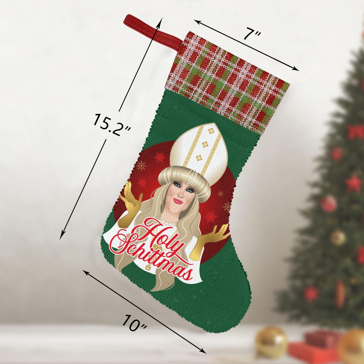 Holy Schittmas (Sequin Christmas Stocking)-Christmas Stockings-Swish Embassy