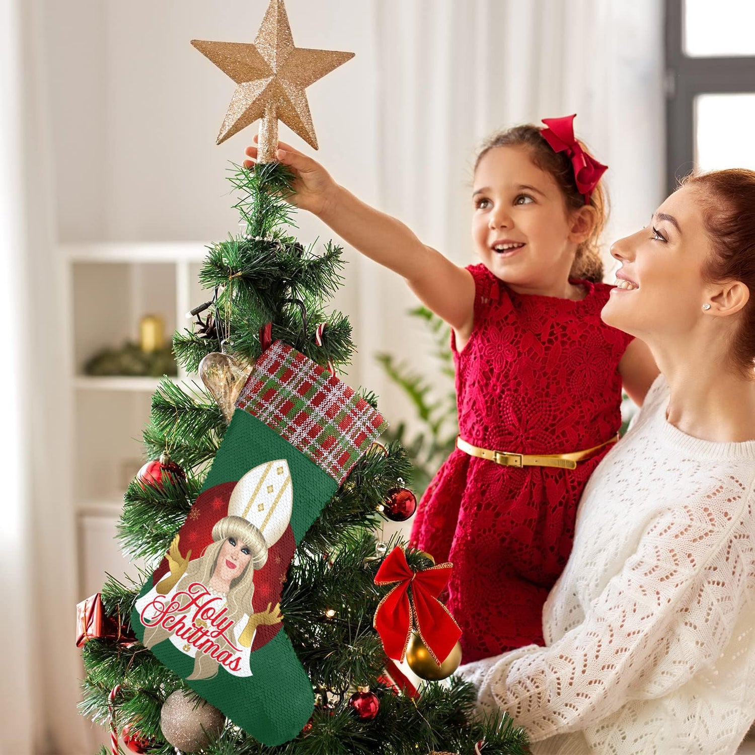 Holy Schittmas (Sequin Christmas Stocking)-Christmas Stockings-Swish Embassy