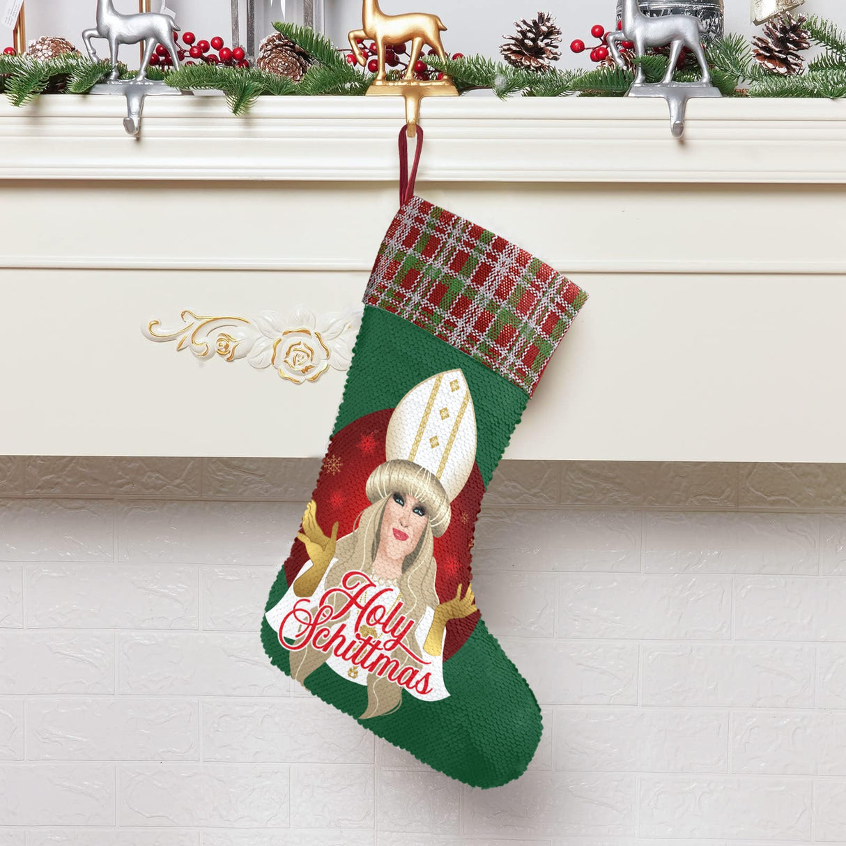 Holy Schittmas (Sequin Christmas Stocking)-Christmas Stockings-Swish Embassy
