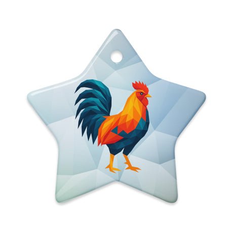 Huge Polygon Rooster (Ceramic ornament)-Ceramic Ornament-Swish Embassy