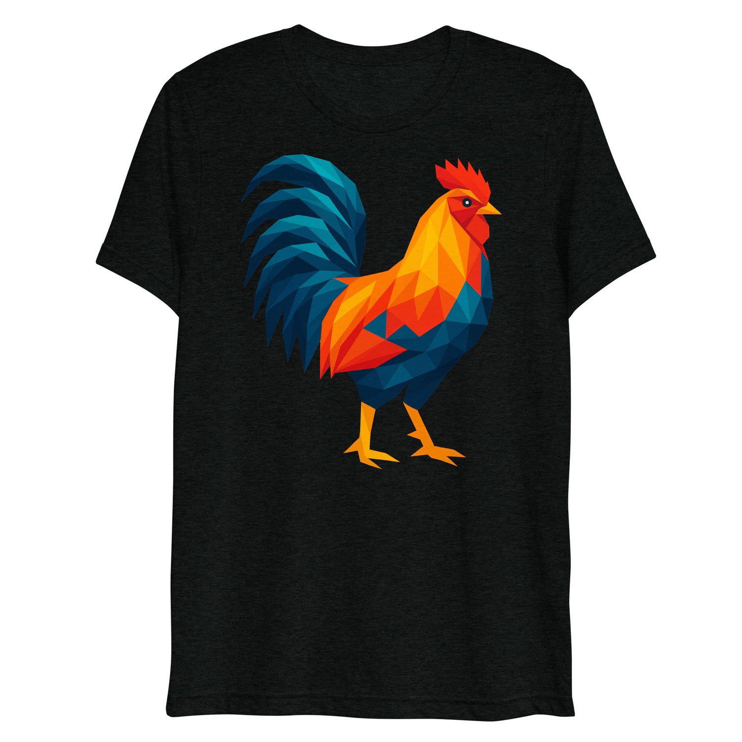 Huge Polygon Rooster (Triblend)-Triblend T-Shirt-Swish Embassy