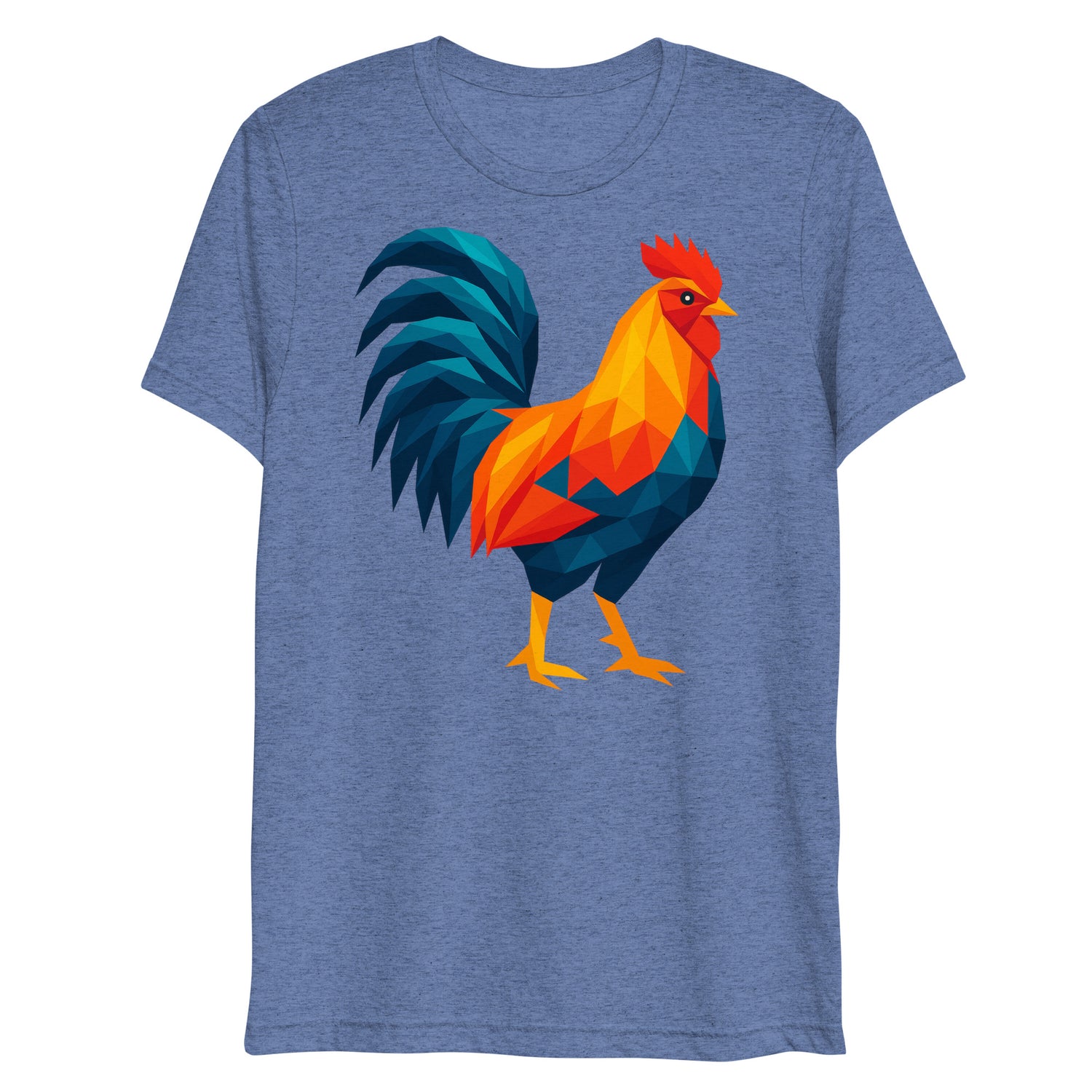 Huge Polygon Rooster (Triblend)-Triblend T-Shirt-Swish Embassy