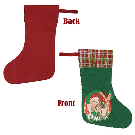 I See Me Under the Mistletoe (Sequin Christmas Stocking)-Christmas Stockings-Swish Embassy
