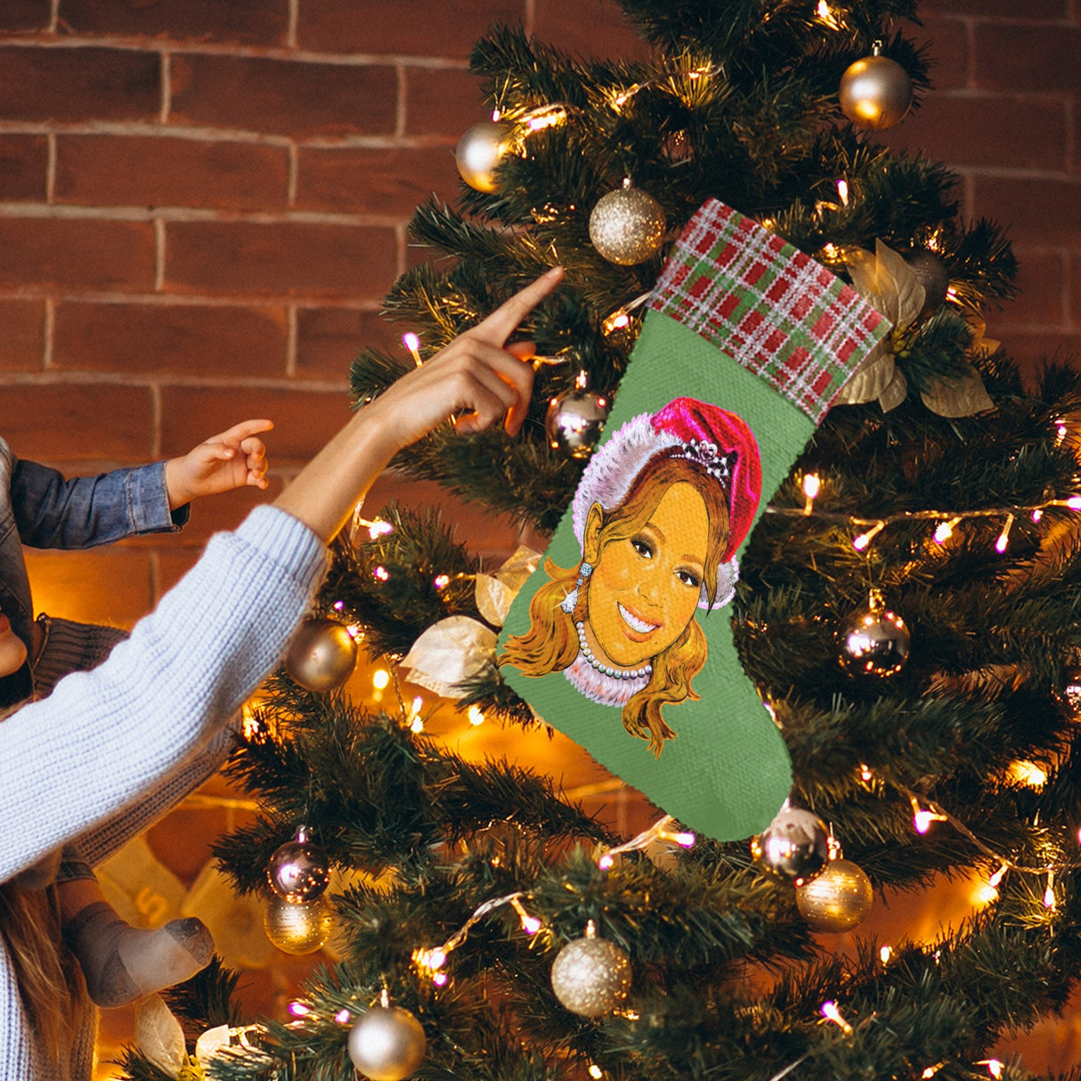 It's Time (Sequin Christmas Stocking)-Christmas Stockings-Swish Embassy