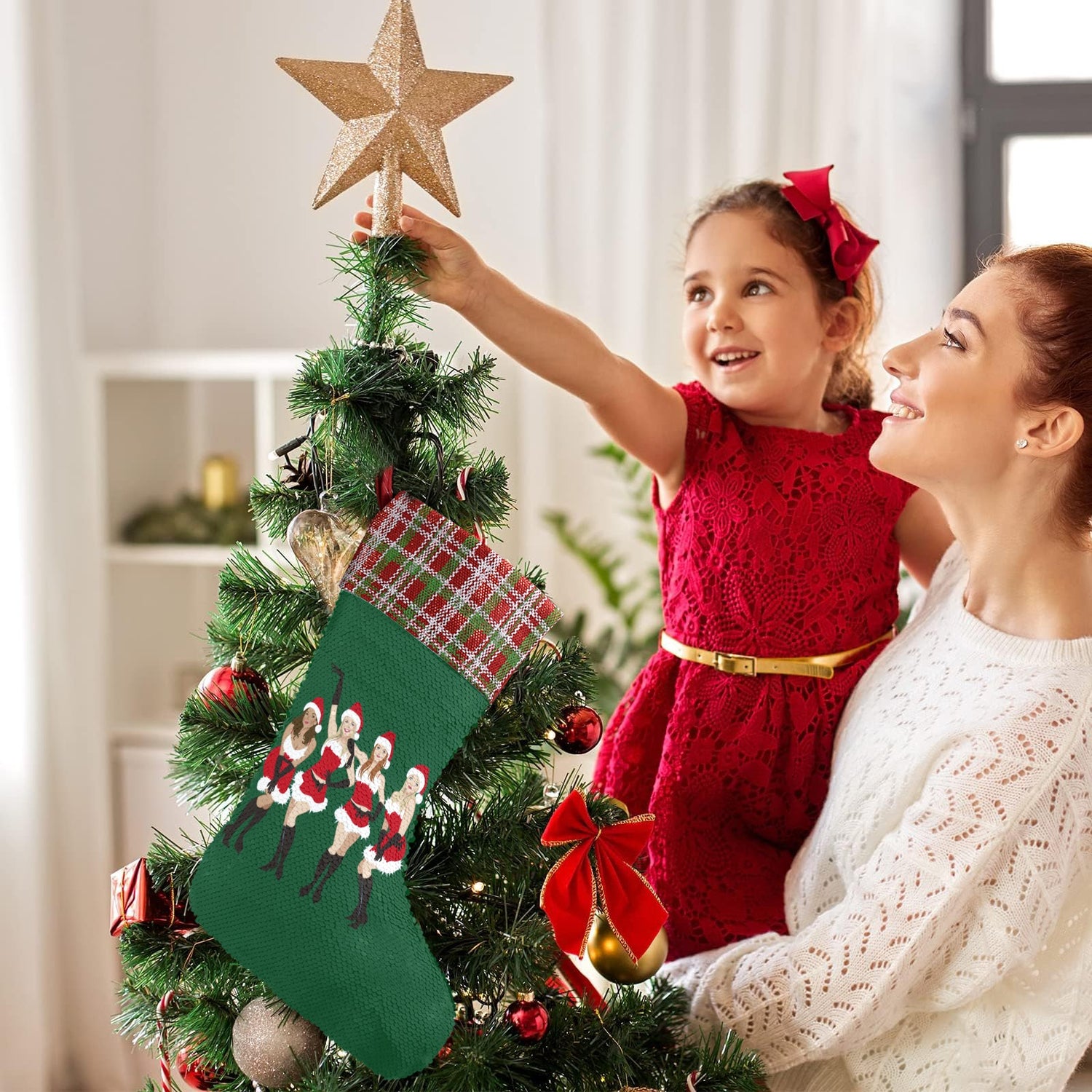 Jingle Bell Rock (Sequin Christmas Stocking)-Christmas Stockings-Swish Embassy