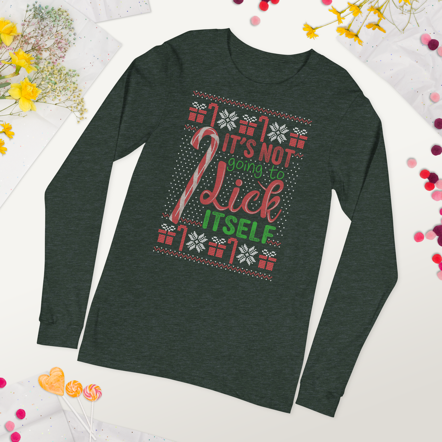 Lick Itself (Ugly Christmas)-T-Shirts-Swish Embassy