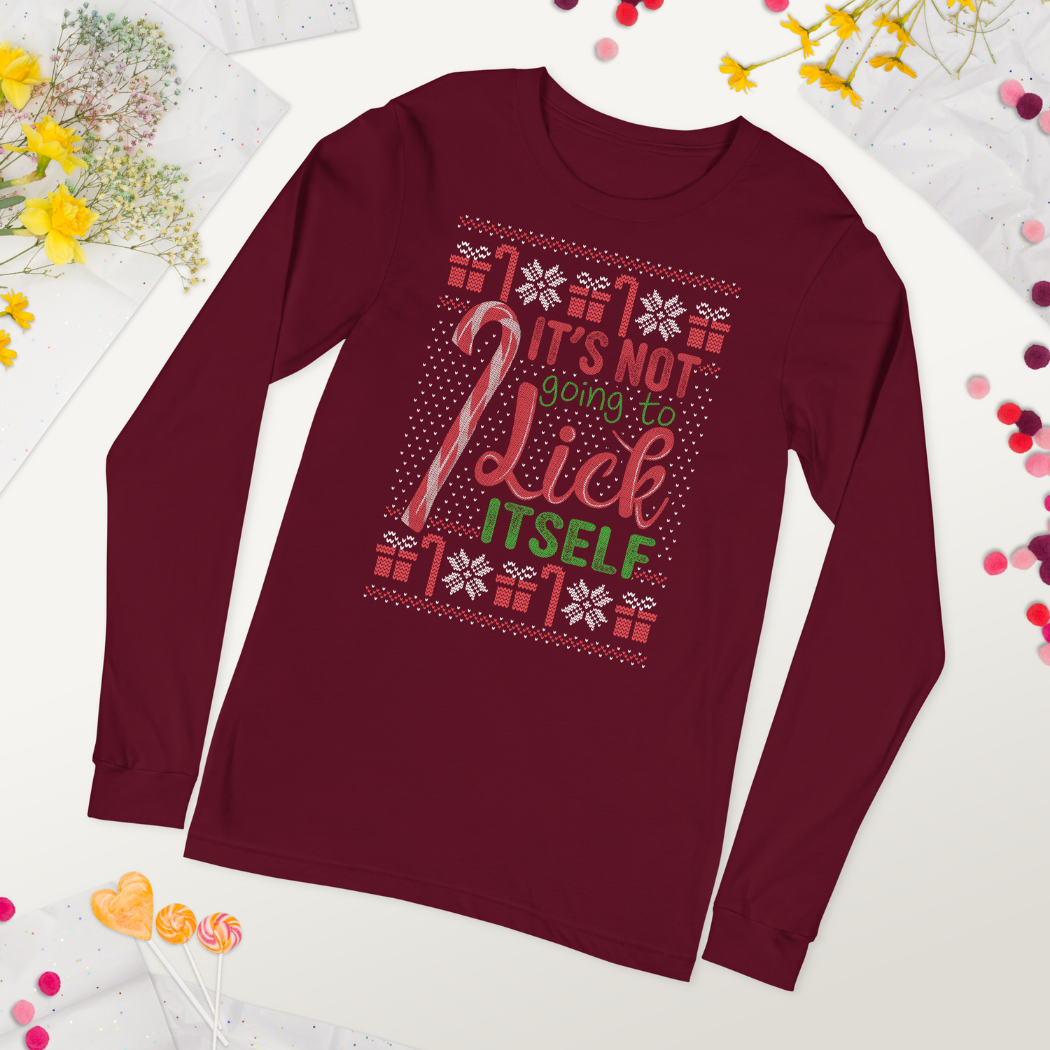Lick Itself (Ugly Christmas)-T-Shirts-Swish Embassy