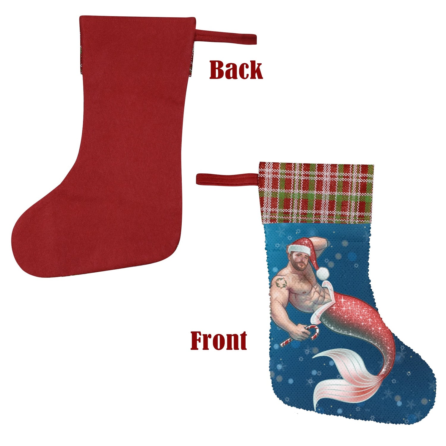 Merman Christmas (Sequin Christmas Stocking)-Christmas Stockings-Swish Embassy