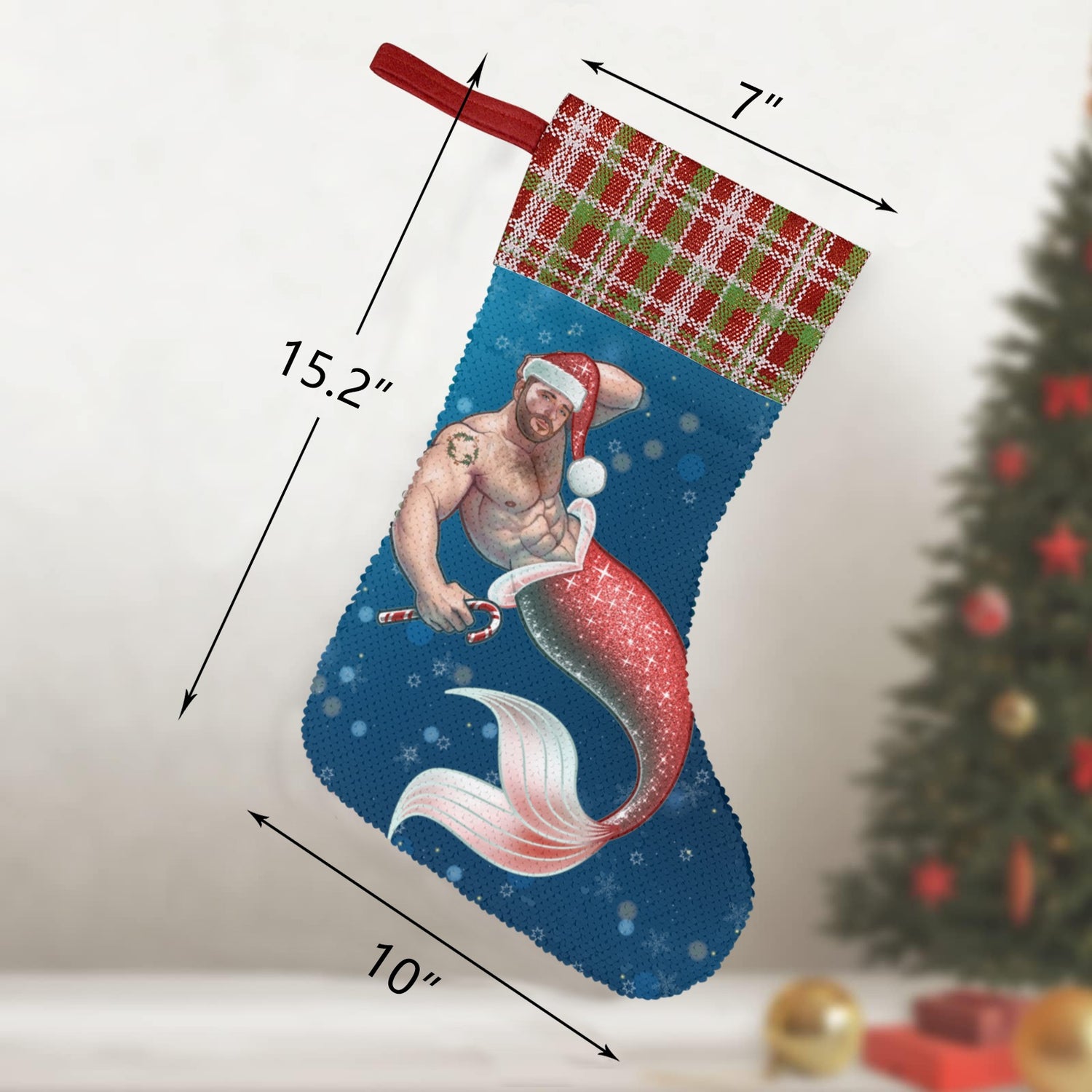 Merman Christmas (Sequin Christmas Stocking)-Christmas Stockings-Swish Embassy