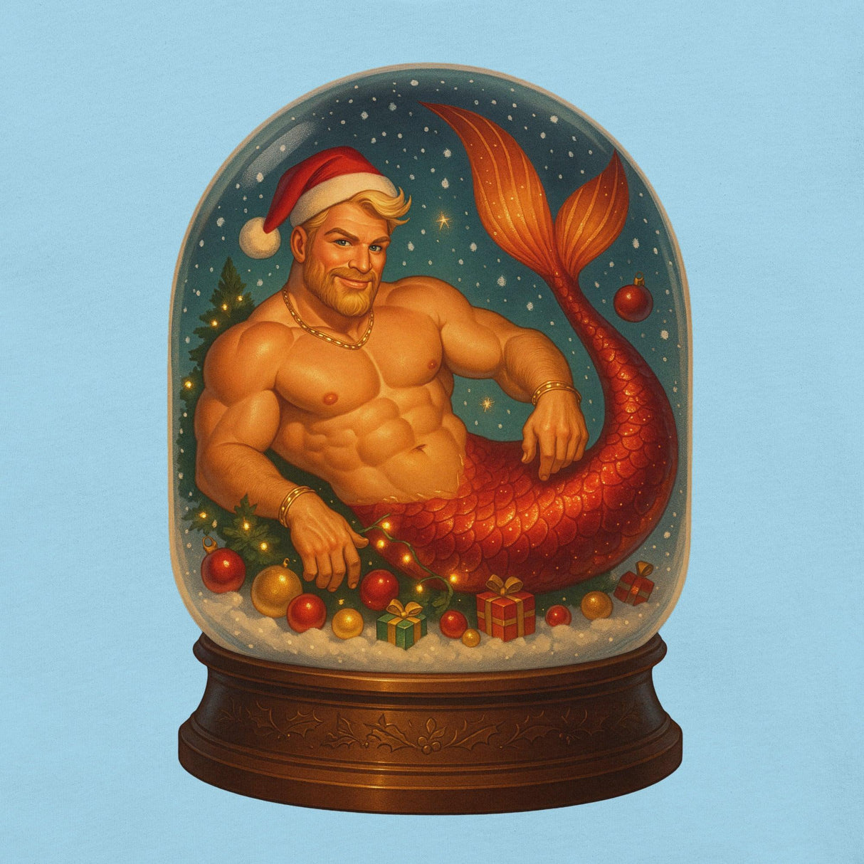 Merman in a Snow Globe-Christmas T-Shirts-Swish Embassy