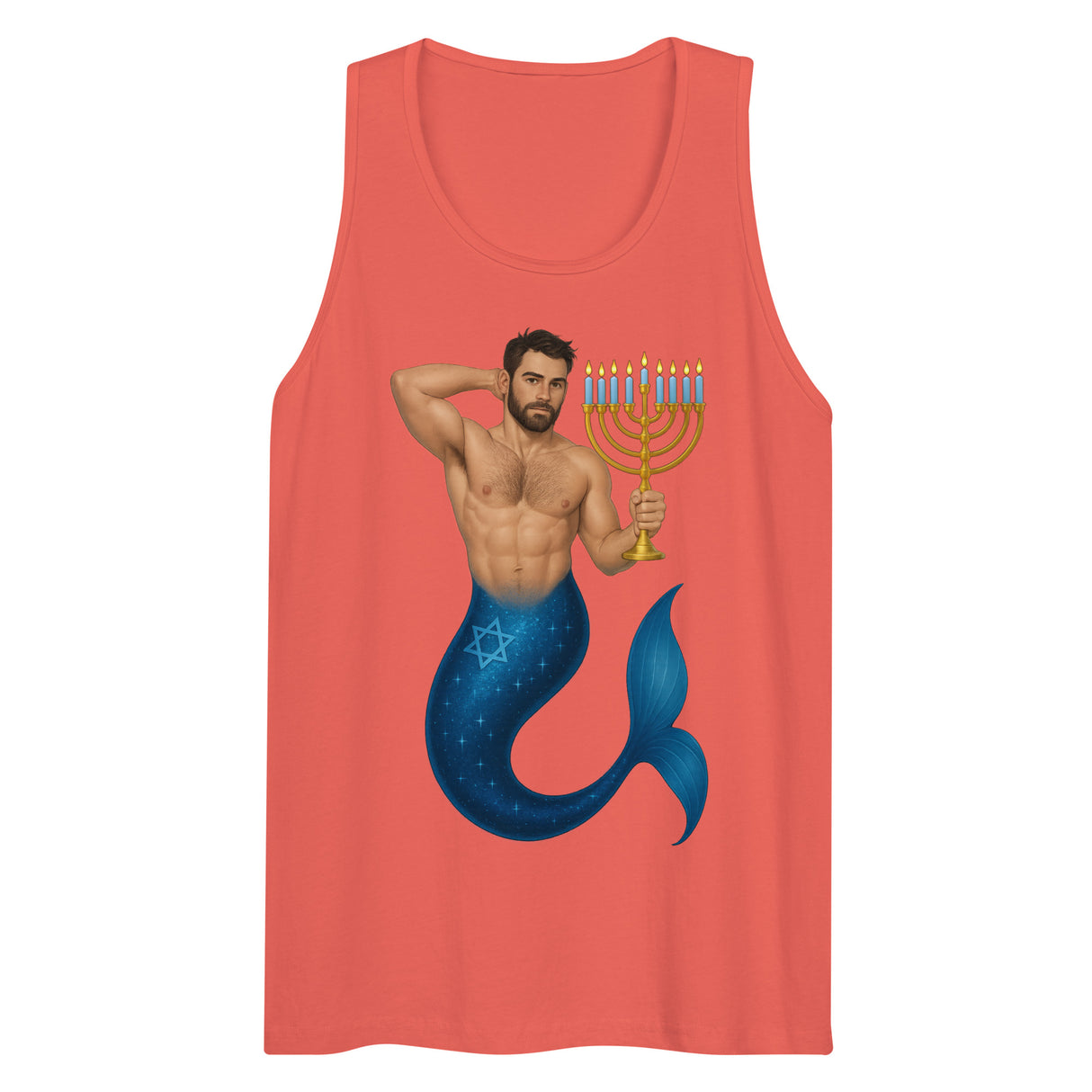 Mermenorah (Tank top)-Christmas Tank Tops-Swish Embassy