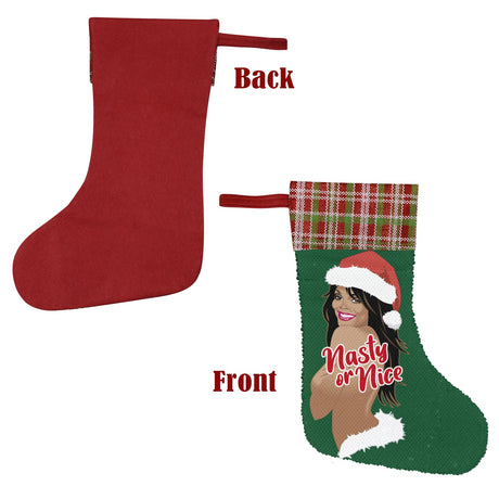 Nasty or Nice (Sequin Christmas Stocking)-Christmas Stockings-Swish Embassy