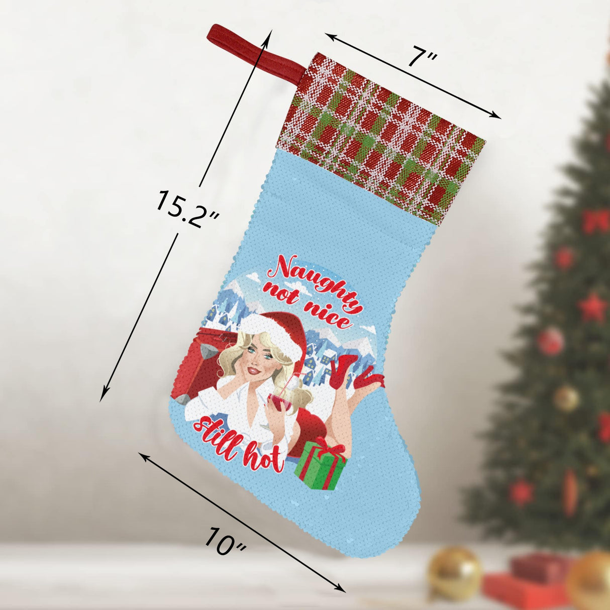 Naughty Not Nice (Sequin Christmas Stocking)-Christmas Stockings-Swish Embassy