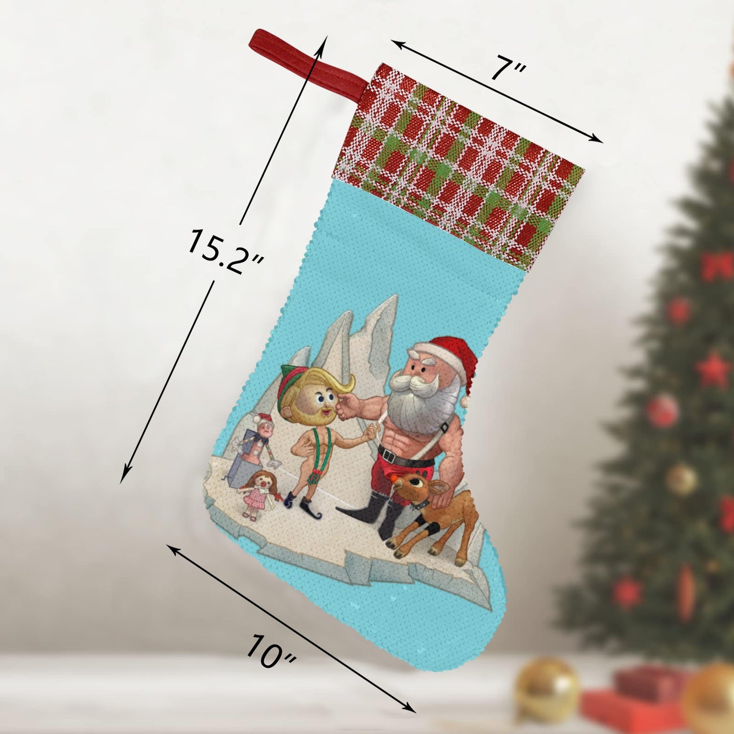 Santa's Little Helper (Sequin Christmas Stocking)-Christmas Stockings-Swish Embassy