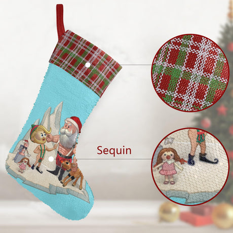 Santa's Little Helper (Sequin Christmas Stocking)-Christmas Stockings-Swish Embassy