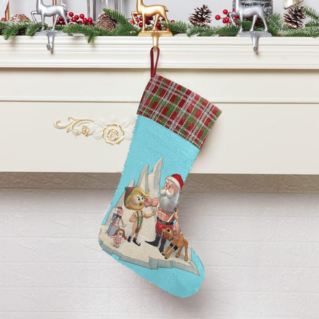 Santa's Little Helper (Sequin Christmas Stocking)-Christmas Stockings-Swish Embassy