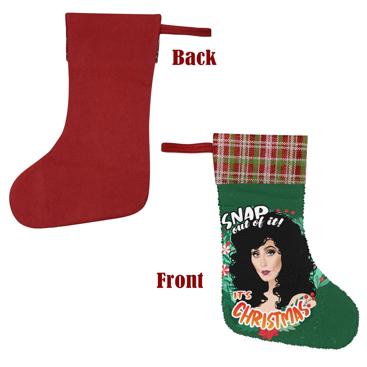 Snap out of Xmas (Sequin Christmas Stocking)-Christmas Stockings-Swish Embassy