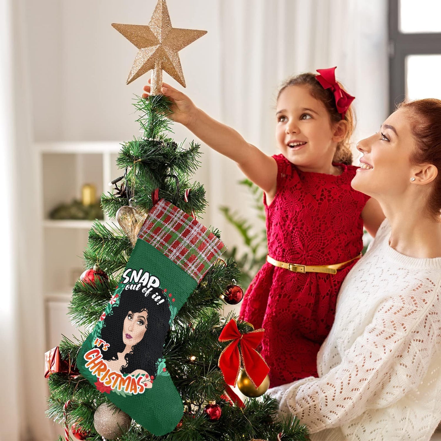 Snap out of Xmas (Sequin Christmas Stocking)-Christmas Stockings-Swish Embassy