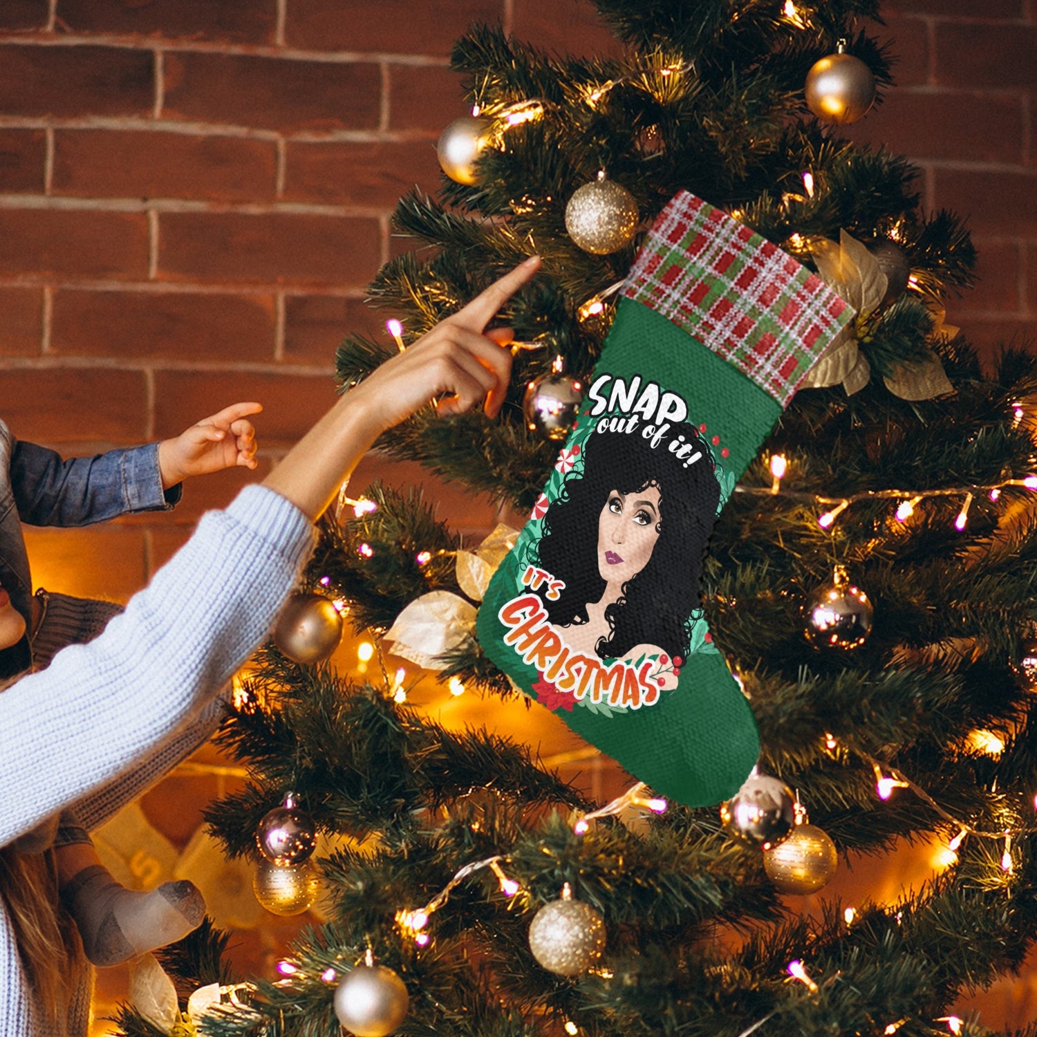 Snap out of Xmas (Sequin Christmas Stocking)-Christmas Stockings-Swish Embassy