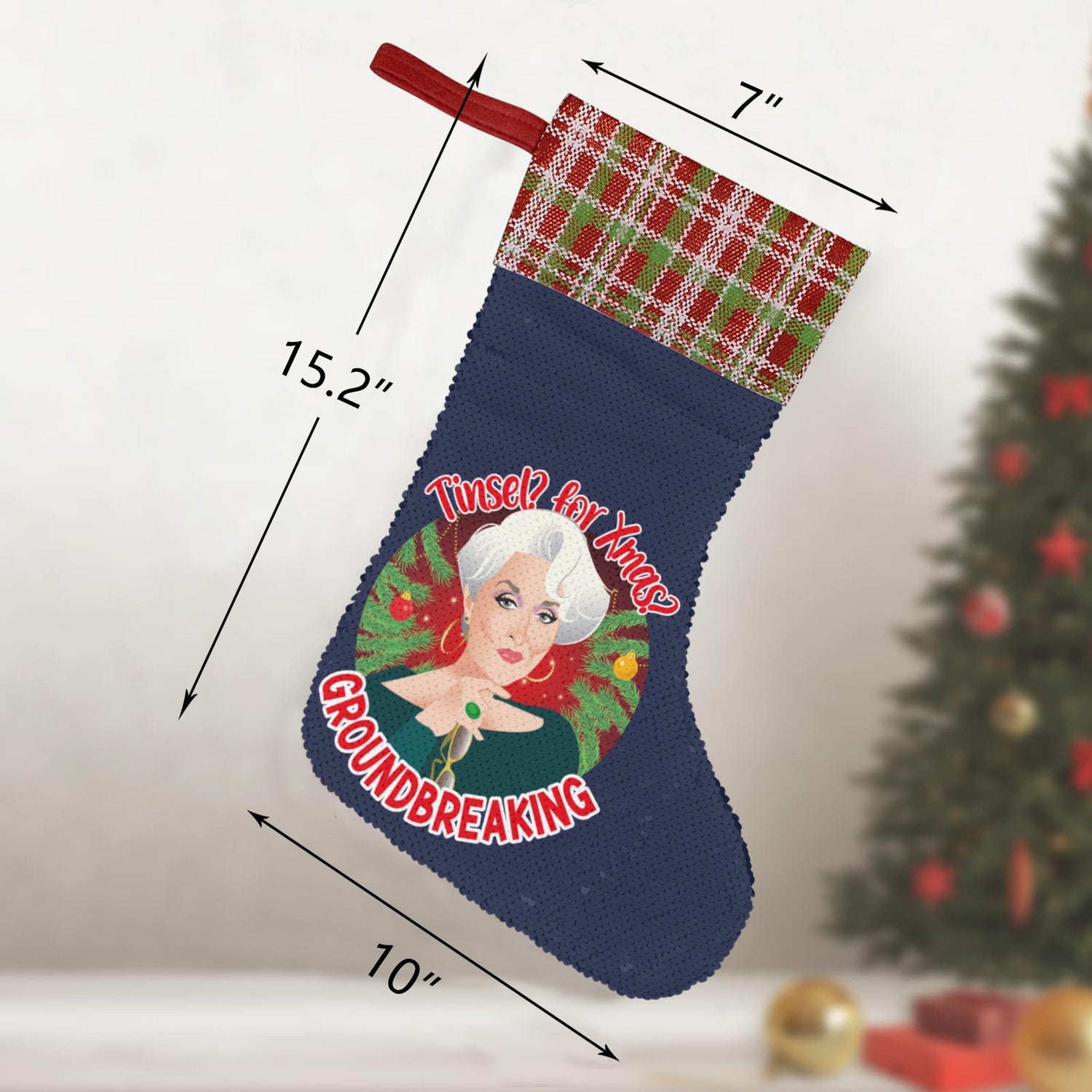 Tinsel for XMas (Sequin Christmas Stocking)-Christmas Stockings-Swish Embassy