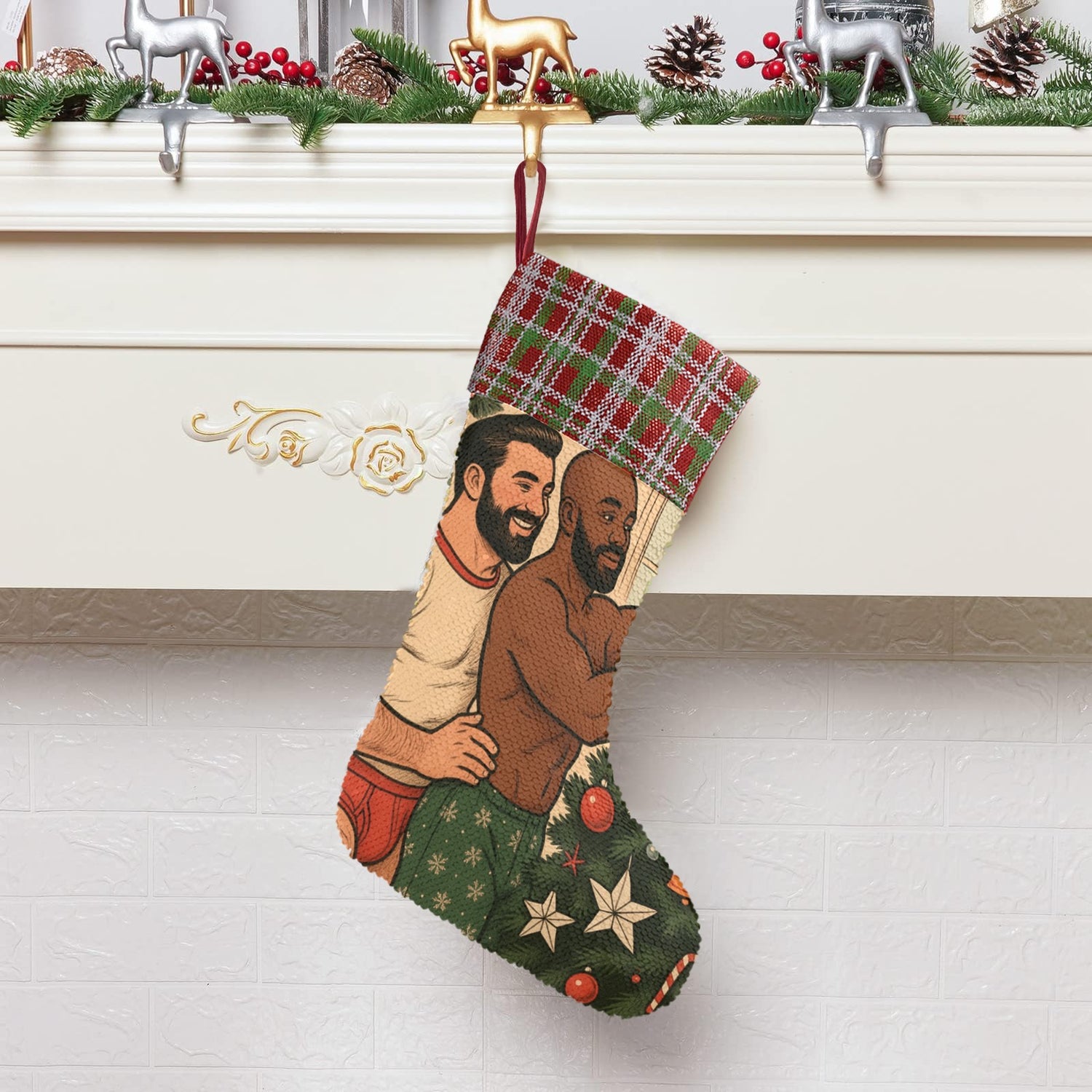 Togetherness (Sequin Christmas Stocking)-Christmas Stockings-Swish Embassy