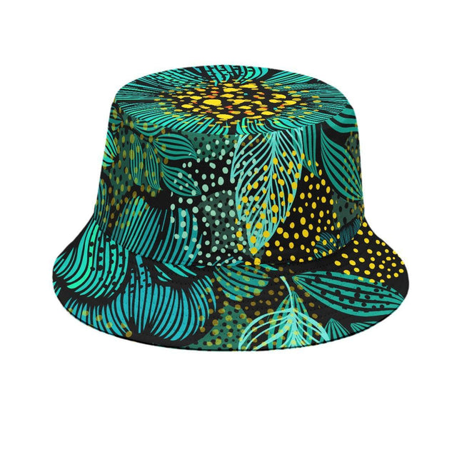Turquoise Florals (Allover Bucket Hat)-Allover Bucket Hat-Swish Embassy