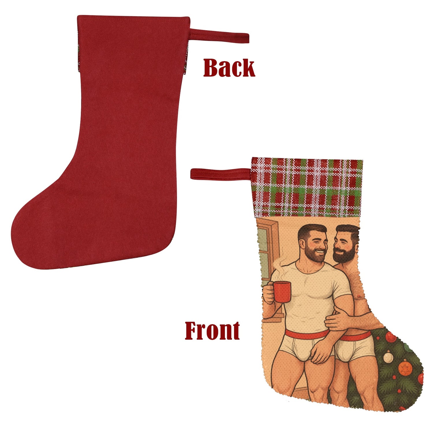 Unwrapping (Sequin Christmas Stocking)-Christmas Stockings-Swish Embassy